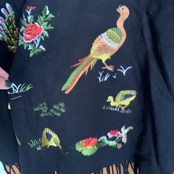 Keyingyi Beauty & Dignity cashmere blend peacock embroidery fringe tunic sweater - Picture 5 of 11